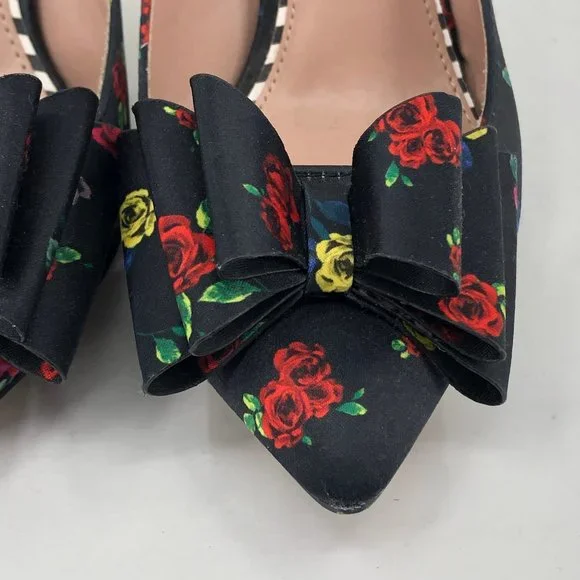 Betsey Johnson Black & Red Floral Stiletto Heels | Perfect For Any Occasion - Picture 6 of 9